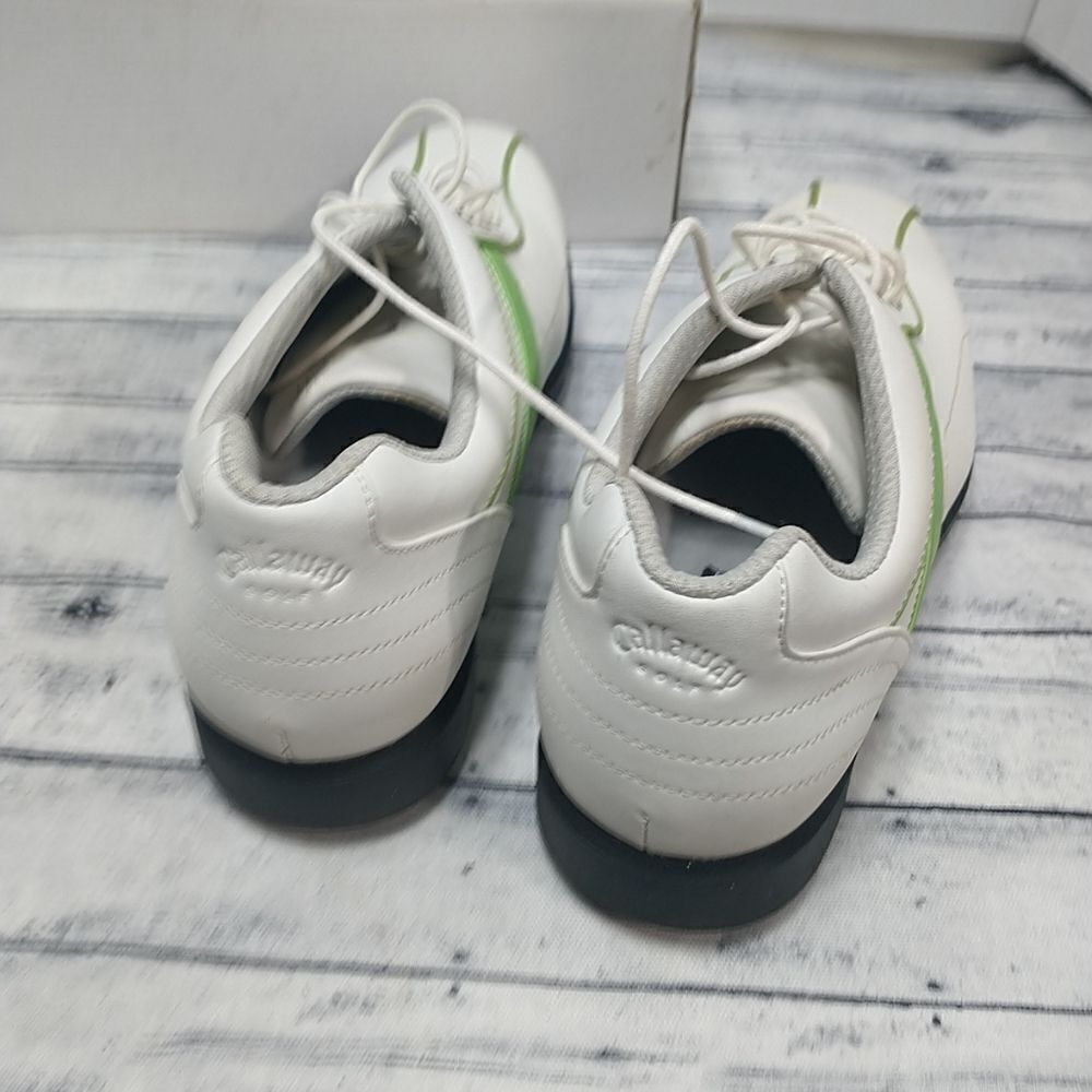 Callaway Women's Sport Thin Saddle Leather Golf Shoes 8.5 White Green . - Picture 5 of 9